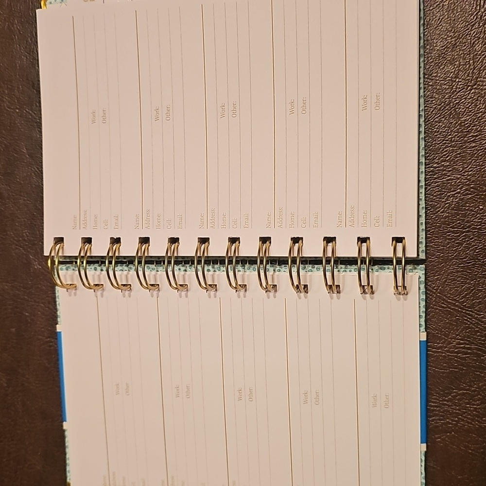 New Blue Sky Textured Address Book with Gold Spiral Tabbed Wedding College - Picture 3 of 4